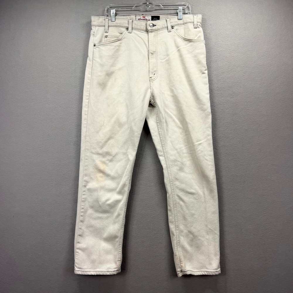 VTG Levis Signature Flex Denim Jeans Mens W36 Beige Pants Brown Tab Straight Leg